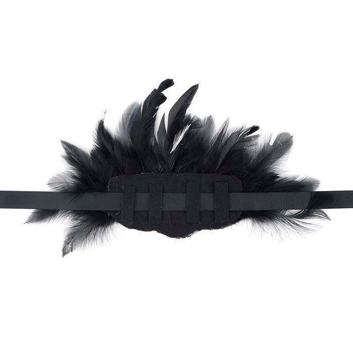 Black Embelished Feather Headpiece