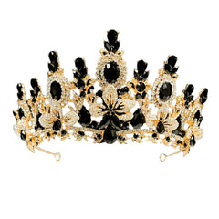 Black Crystal Gold Petal Tiara