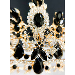 Black Crystal Gold Petal Tiara