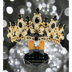 Black Crystal Gold Petal Tiara