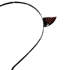 Black Devil Horn Headband w/ Red Gems