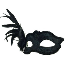 Black Feathered Rose Mask