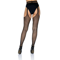 Black Fishnet Suspender Plus Size Pantyhose