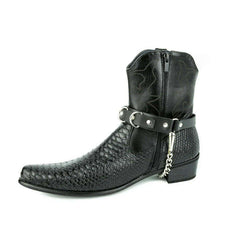 Black Leather D-Ring Boot Strap