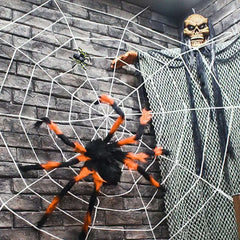 Black & Orange Scary Spider w/ Web Outdoor Decoration