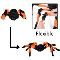 Black & Orange Scary Spider w/ Web Outdoor Decoration