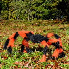 Black & Orange Scary Spider w/ Web Outdoor Decoration