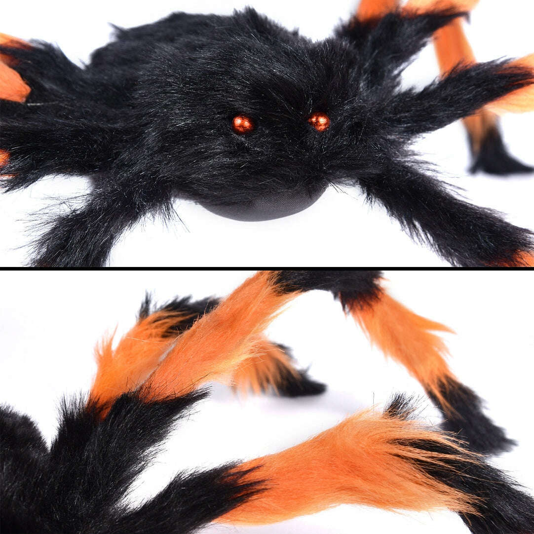 Black & Orange Scary Spider w/ Web Outdoor Decoration