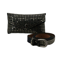 Black Rhinestone Belted Fanny Pack