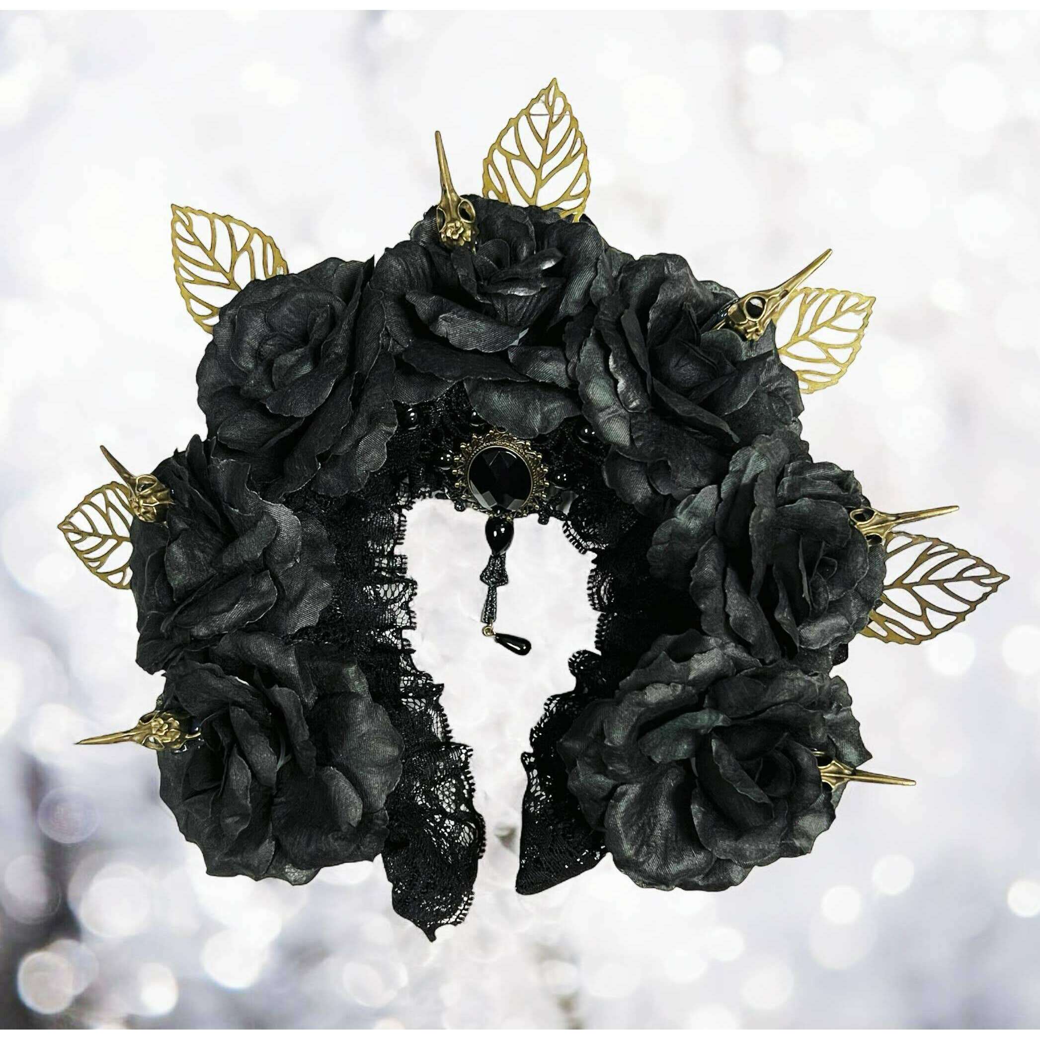 Black Rose Day of The Dead Headpiece