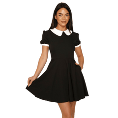Black Short Sleeve Peter Pan Collar Mini Dress – AbracadabraNYC