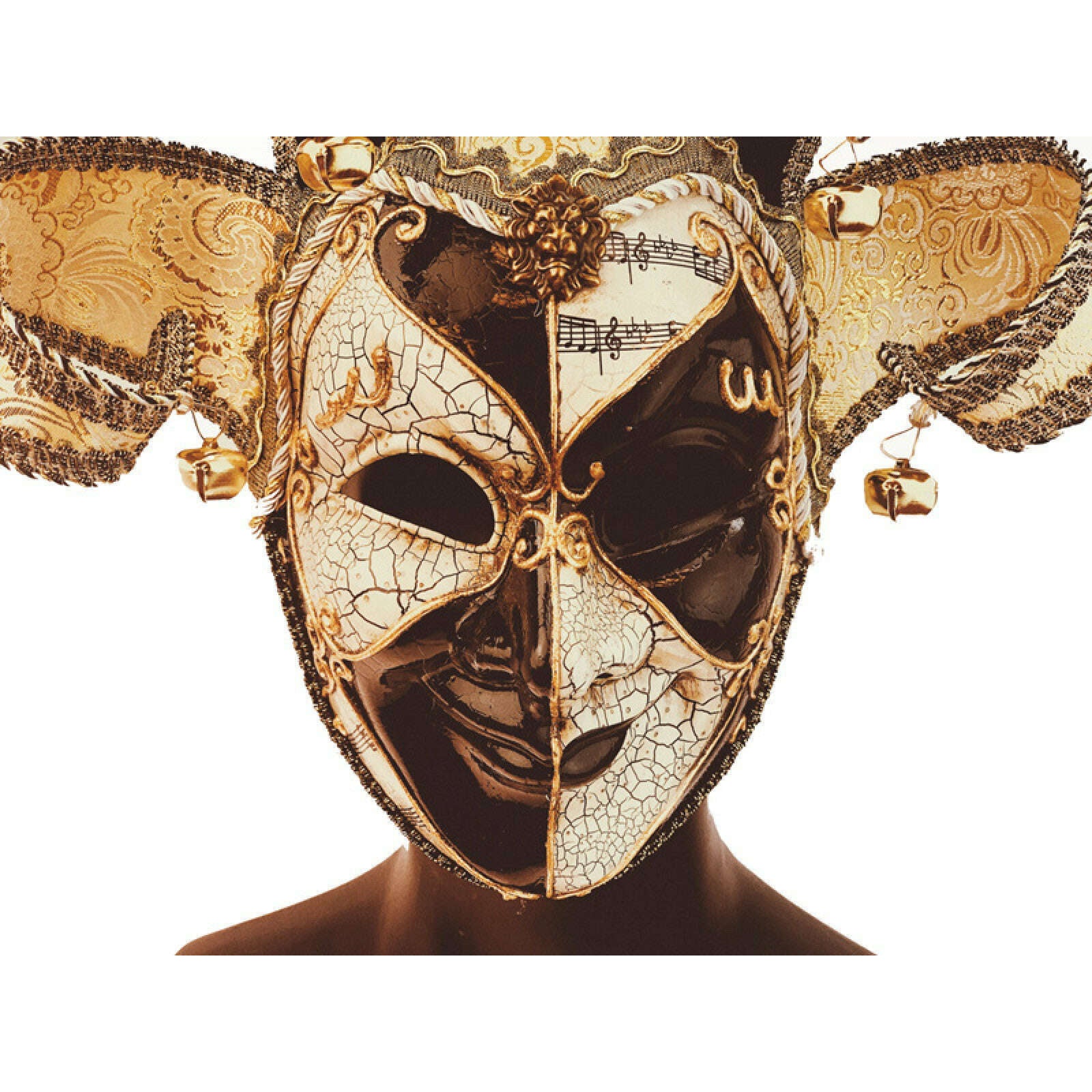 Black & White Full Face Venetian Jester Mask