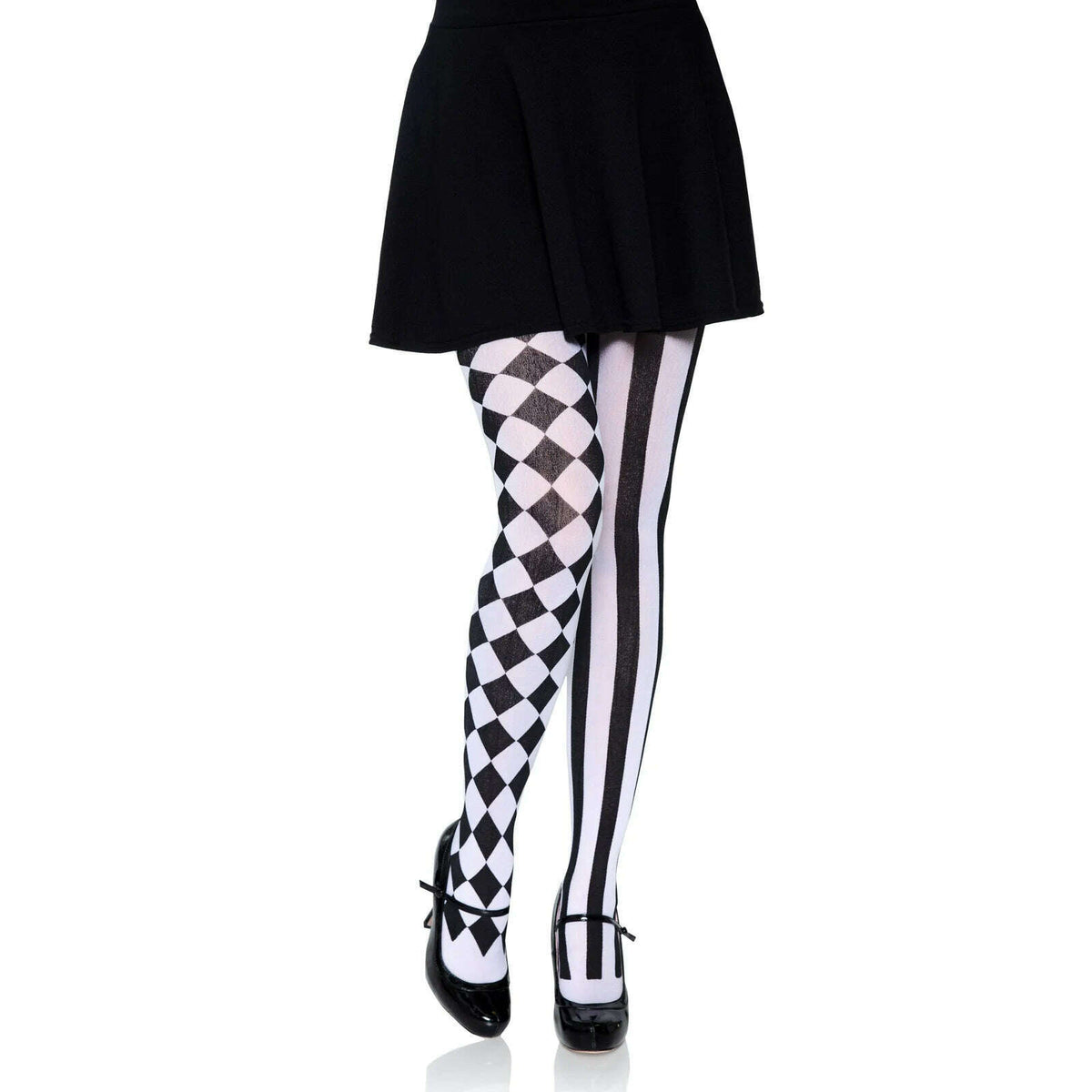 Black & White Harlequin Pattern Tights