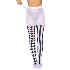 Black & White Harlequin Pattern Tights