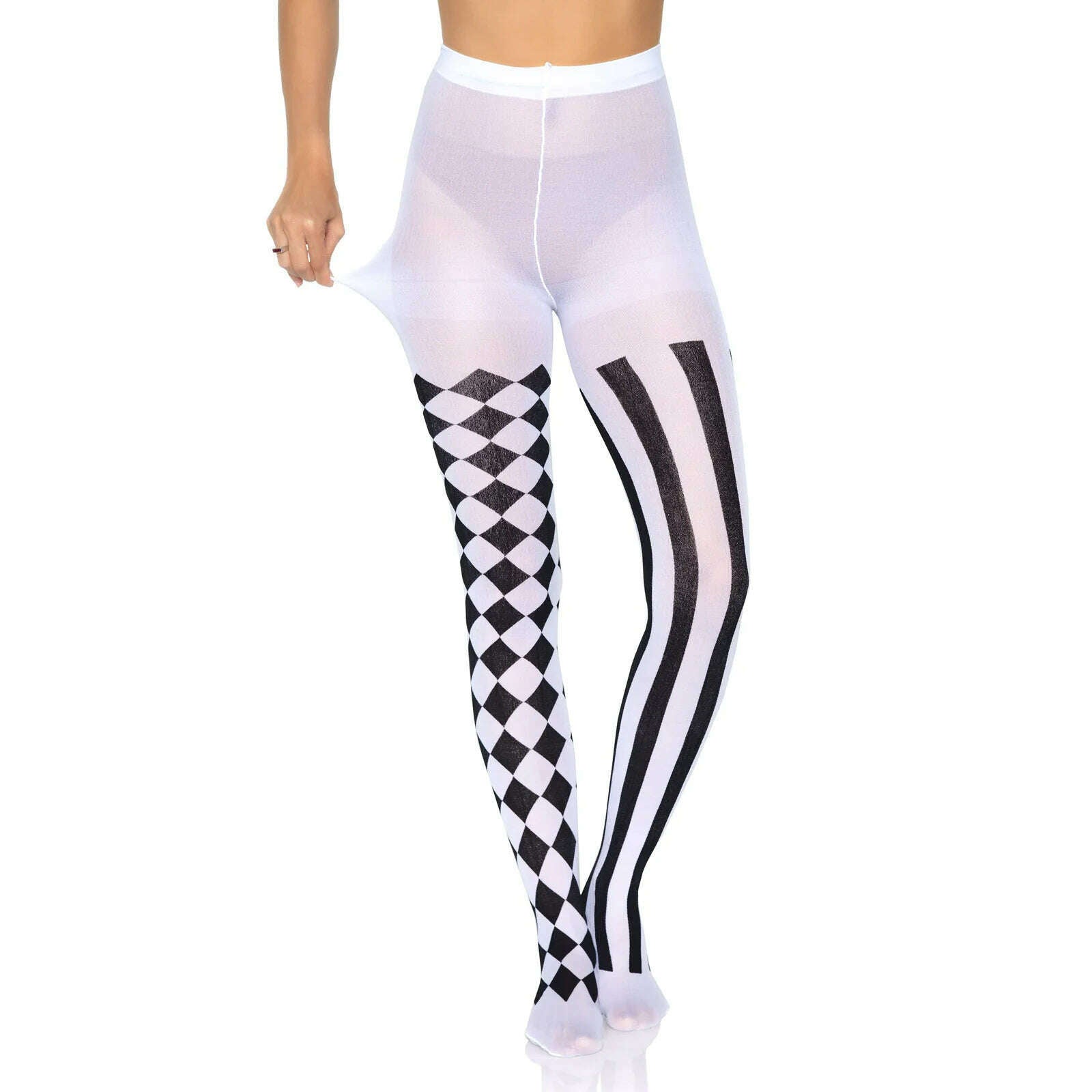 Black & White Harlequin Pattern Tights