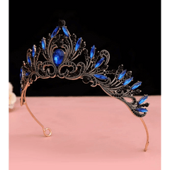 Blue and Black Baroque Small Rhinestone Tiara