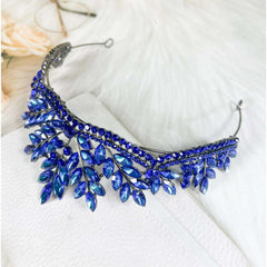 Blue Gemstone Leaf Tiara