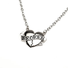 Silver Broken Heart Pendant Necklace