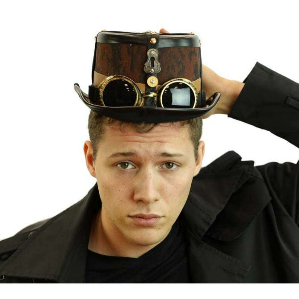 Brown Steampunk Hat with Goggles