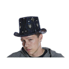 Burning Man Peacock Blue Sequin Top Hat w/ Spiked Goggles