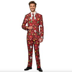 Red Christmas Present Light Up 3pc Men's Suit