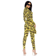 Caution Sexy Caution Tape Catsuit Adult Costume