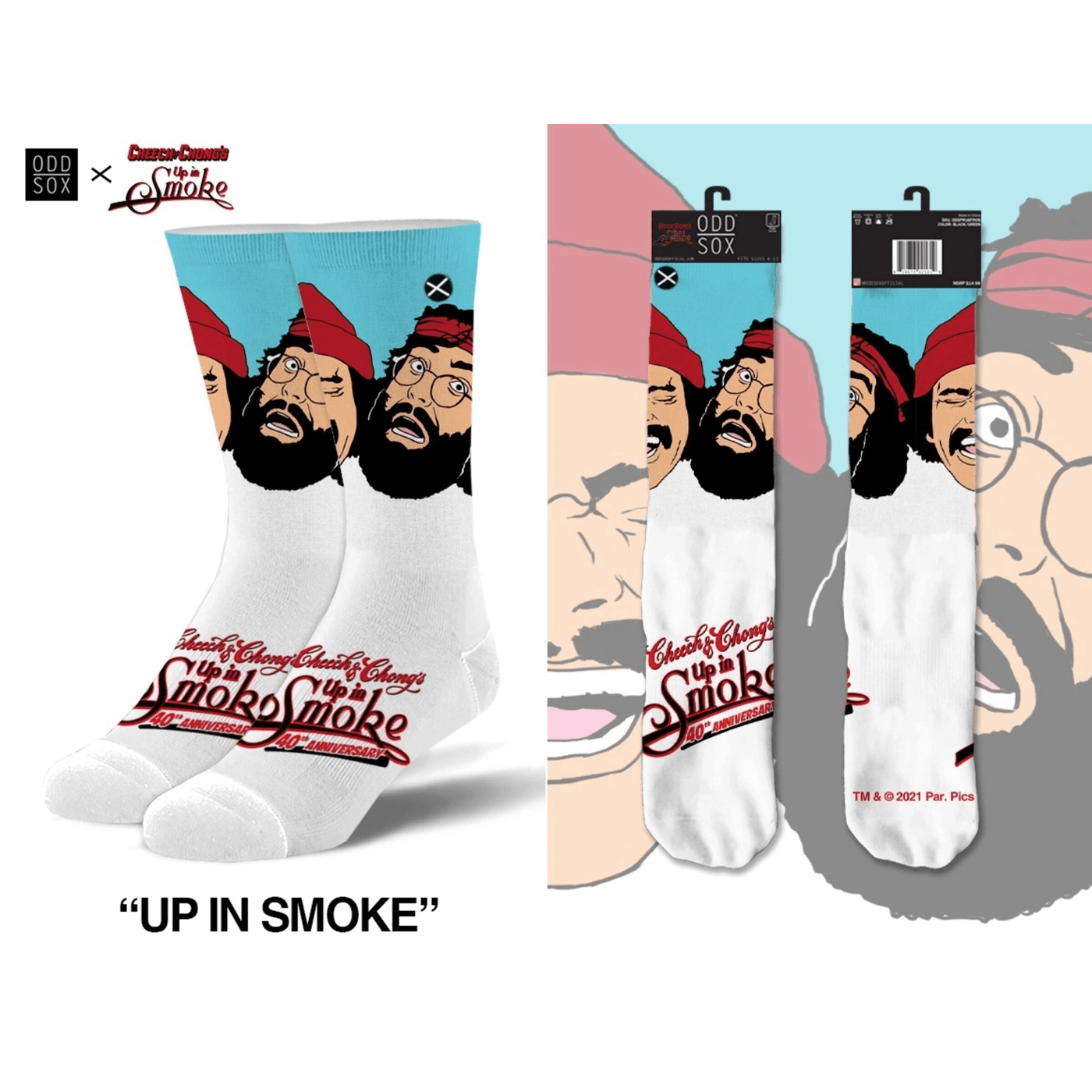 Cheech & Chong's Up in Smoke Crew Length Knit Socks