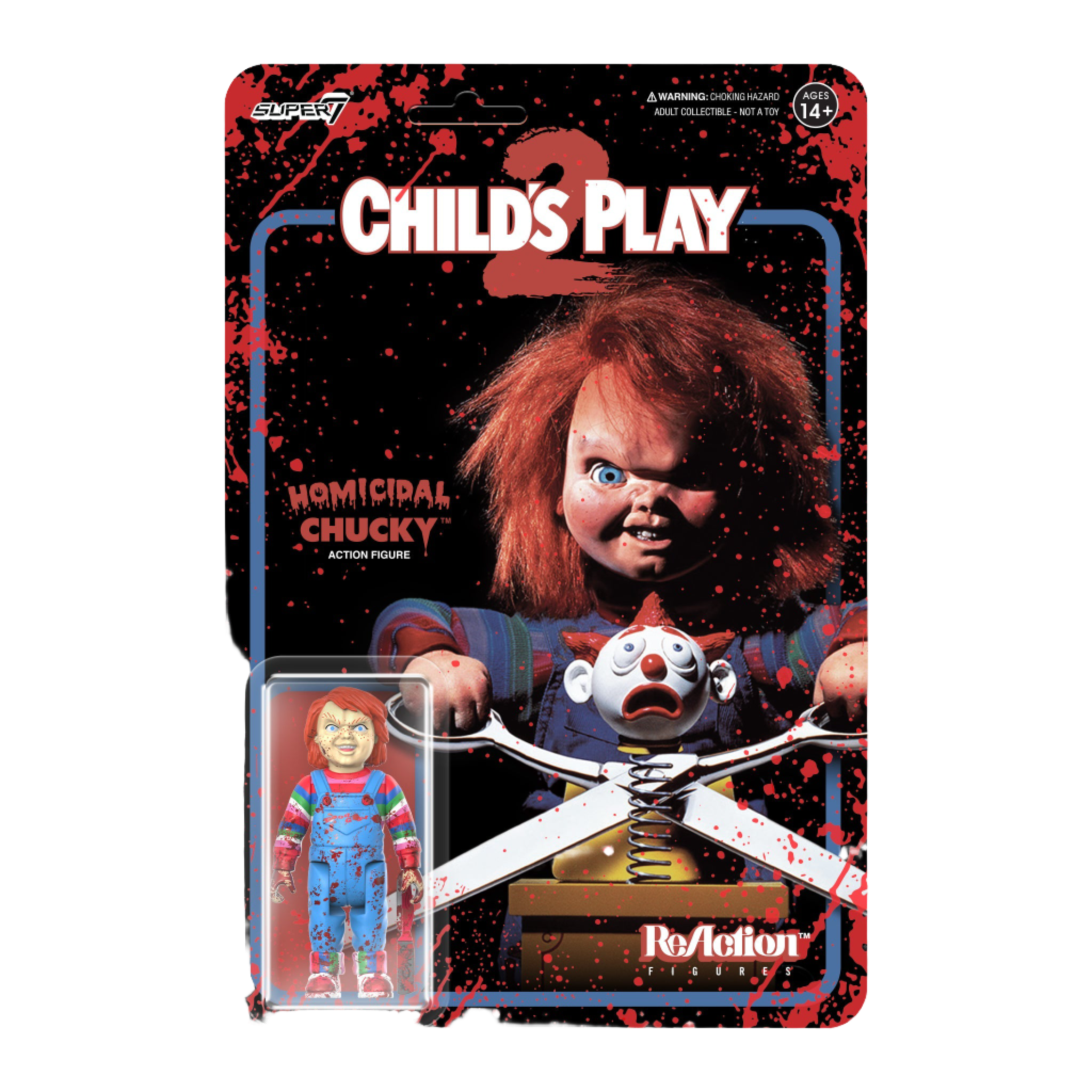 Child's Play 2: 2.75" Blood Splatter Chucky ReAction Collectible Action Figure w/ Bloody Knife