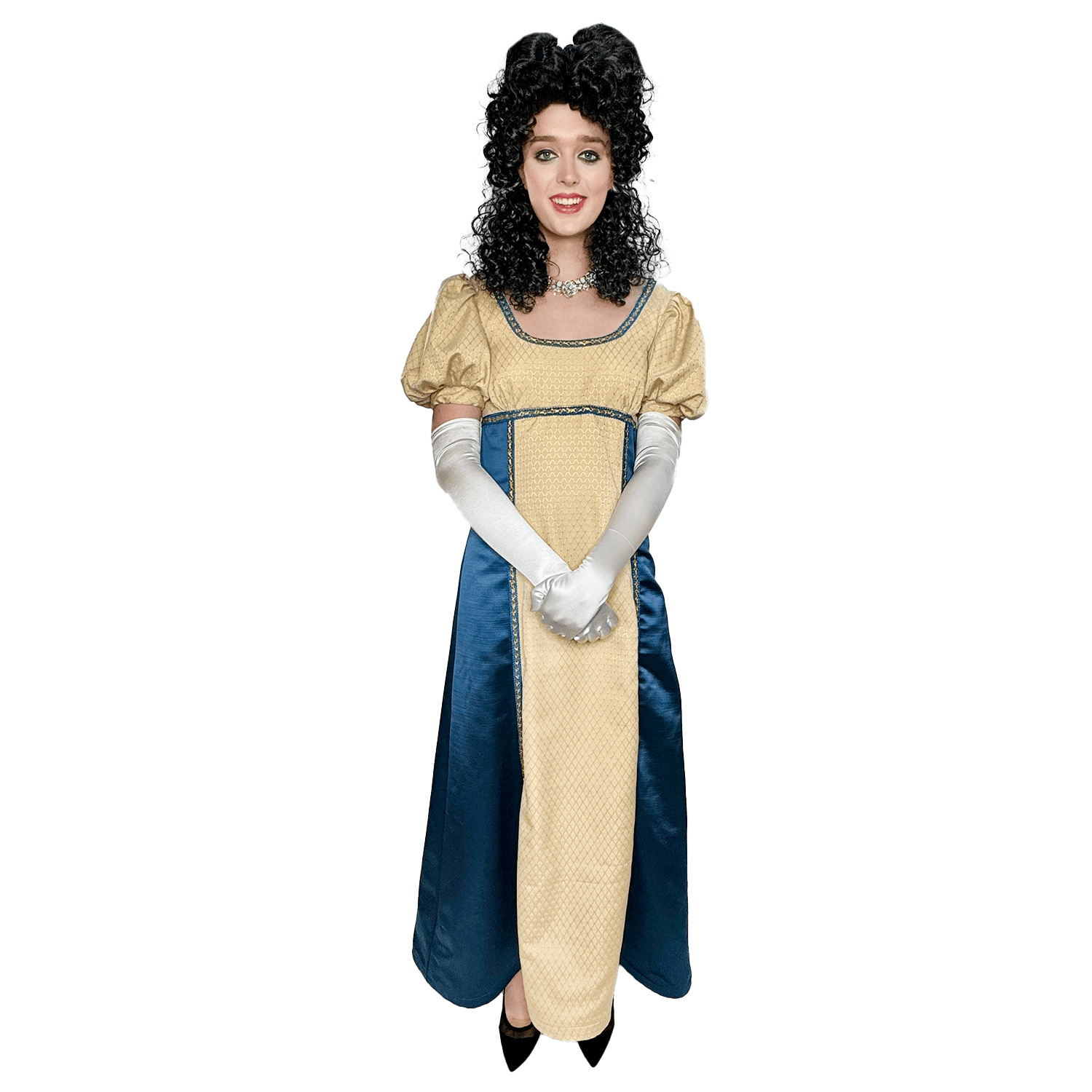 Classy Blue Cream Regency Empire Dress Adult Costume – AbracadabraNYC