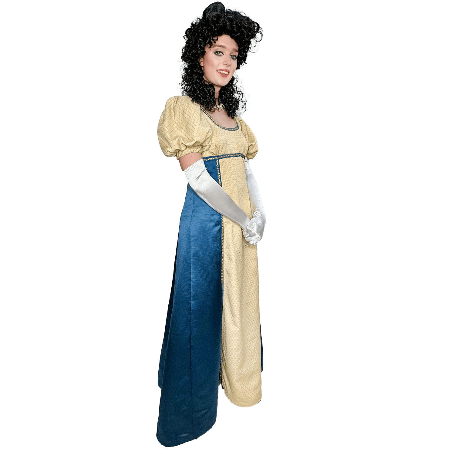 Classy Blue Cream Regency Empire Dress Adult Costume – AbracadabraNYC