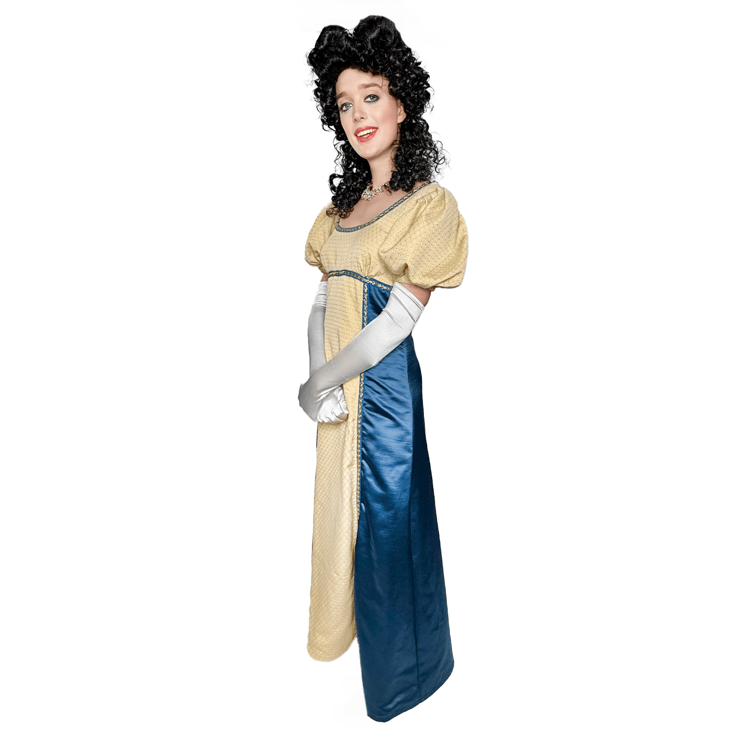 Classy Blue Cream Regency Empire Dress Adult Costume – AbracadabraNYC