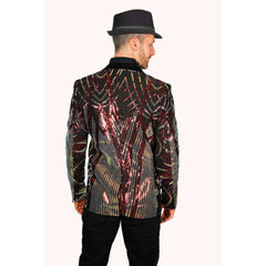 Classy Red Shift Shiny Sequin Rave Blazer