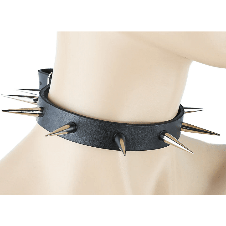 Coldwave Spiked Black Leather Choker