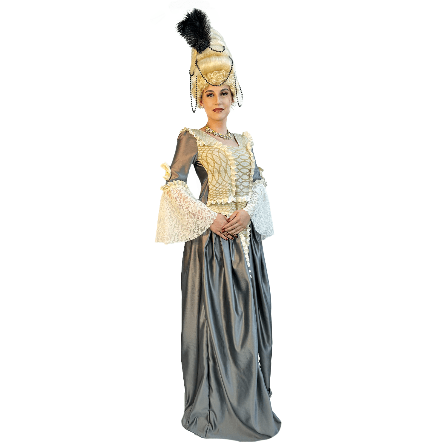 Colonial Lady Lucia Grey/Gold Women's Costume