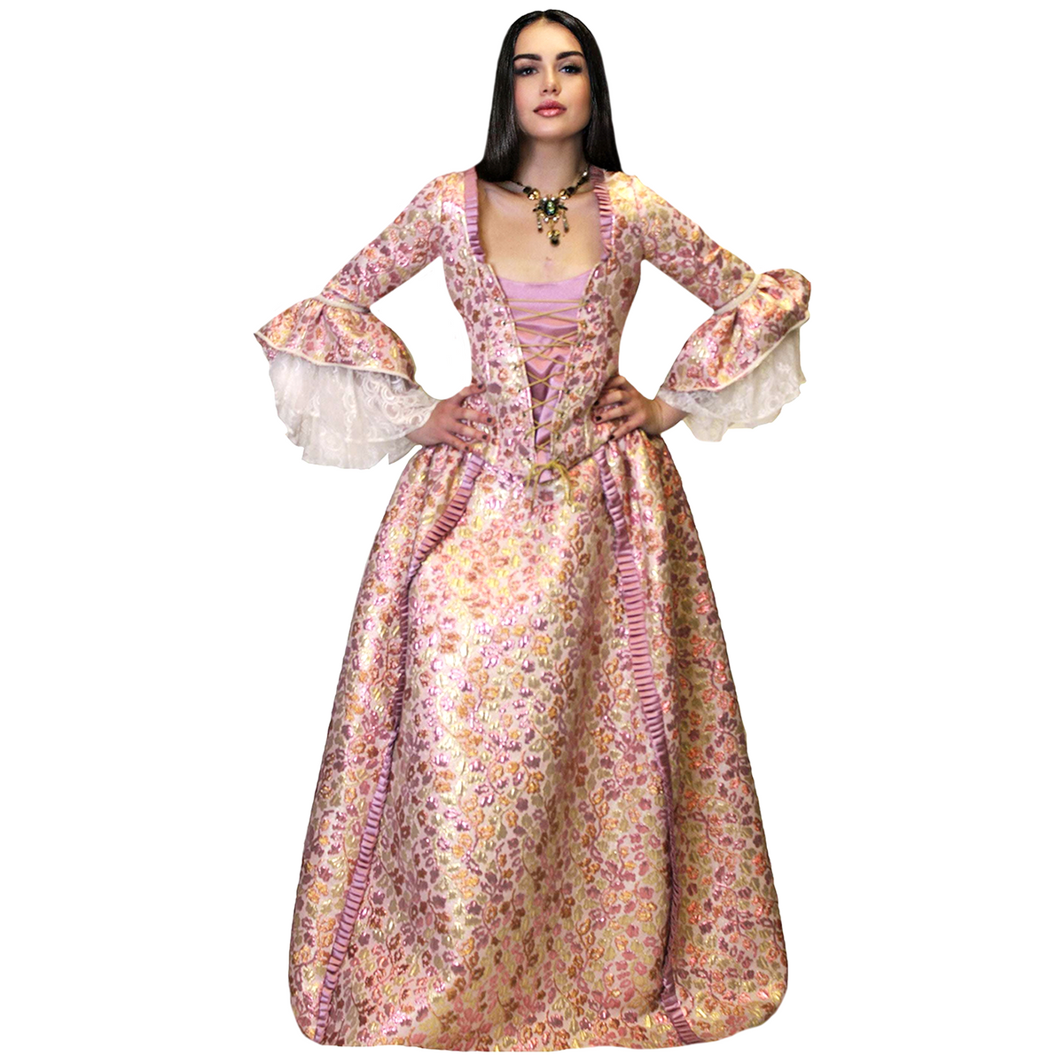 Colonial Stunning Rose Gold & Pink Dress Women's Costume