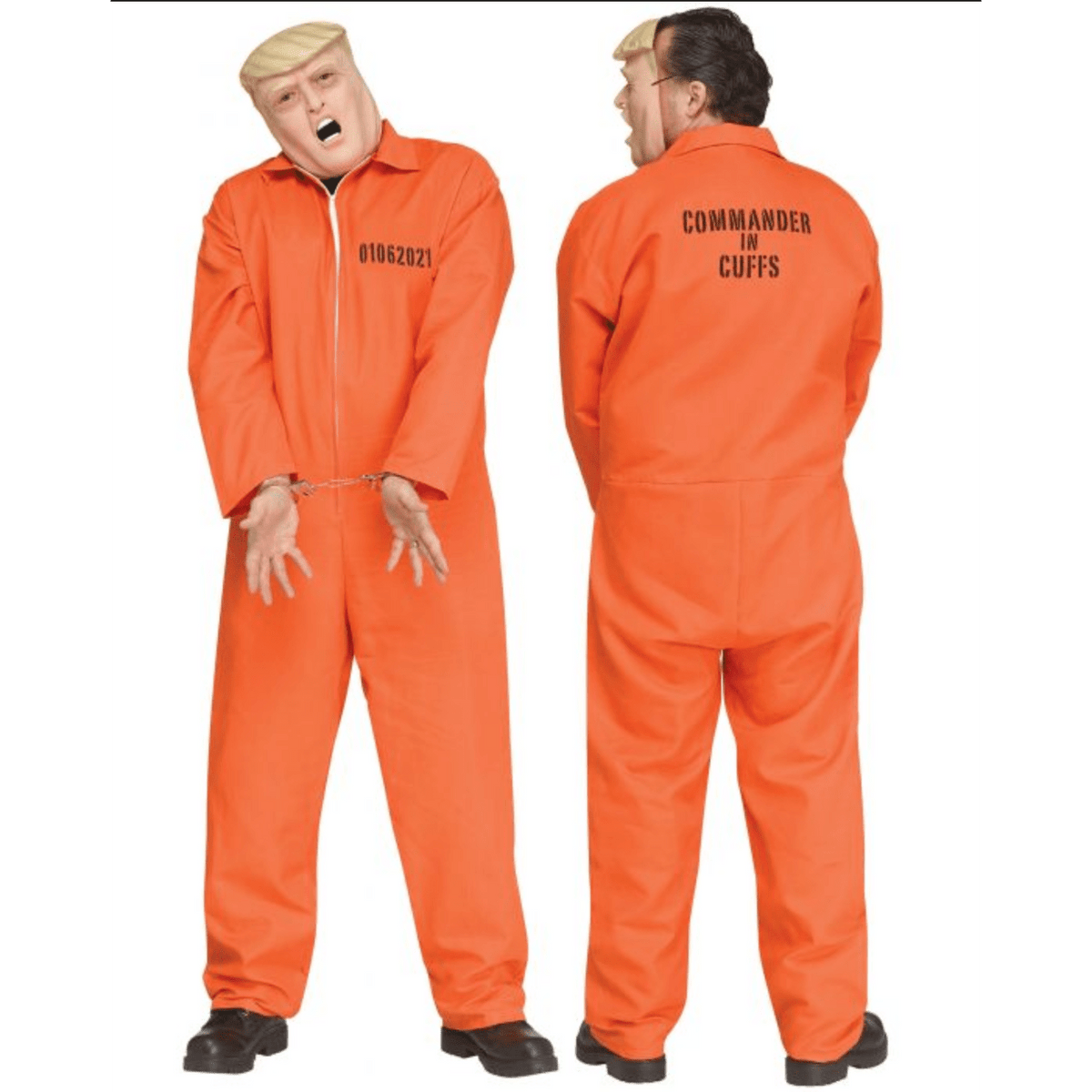 Commander in Cuffs Orange Prison Suit Adult Costume & Mask