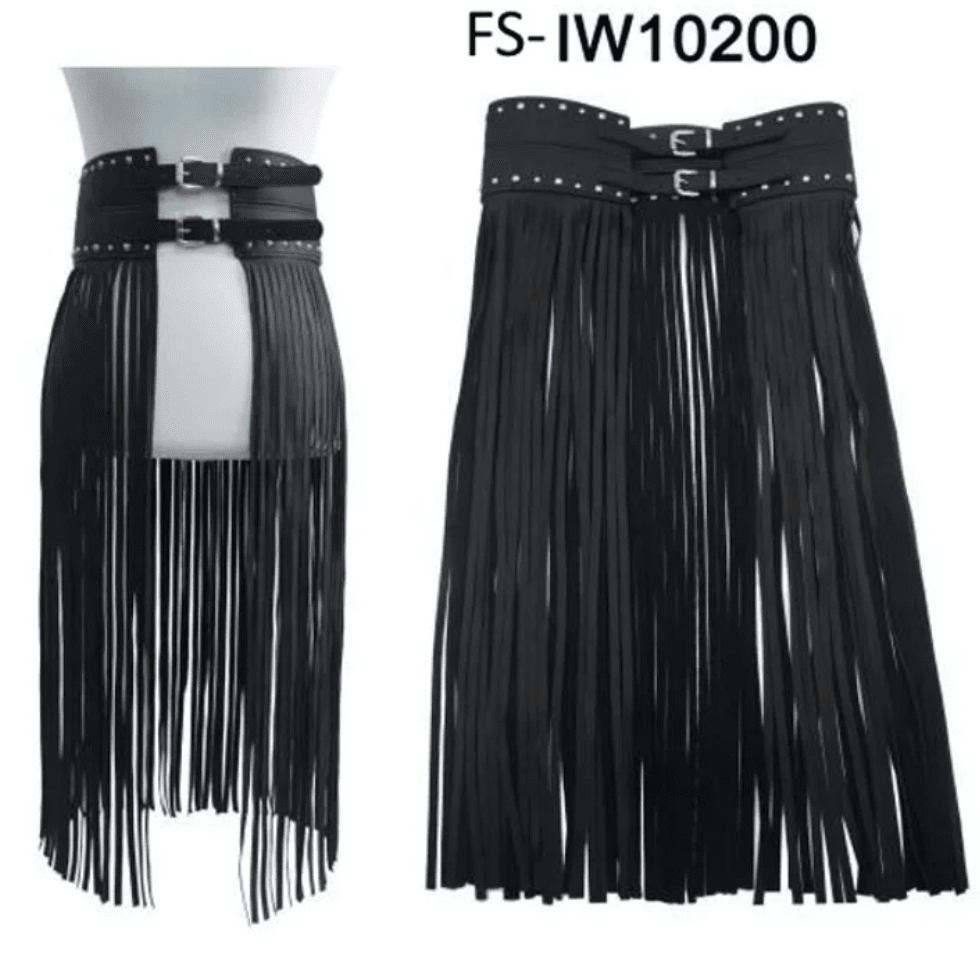 Corset Belt With Black Fringe Skirt