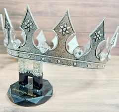 Regal Medieval Silver Pointed Crown with Clear Gems