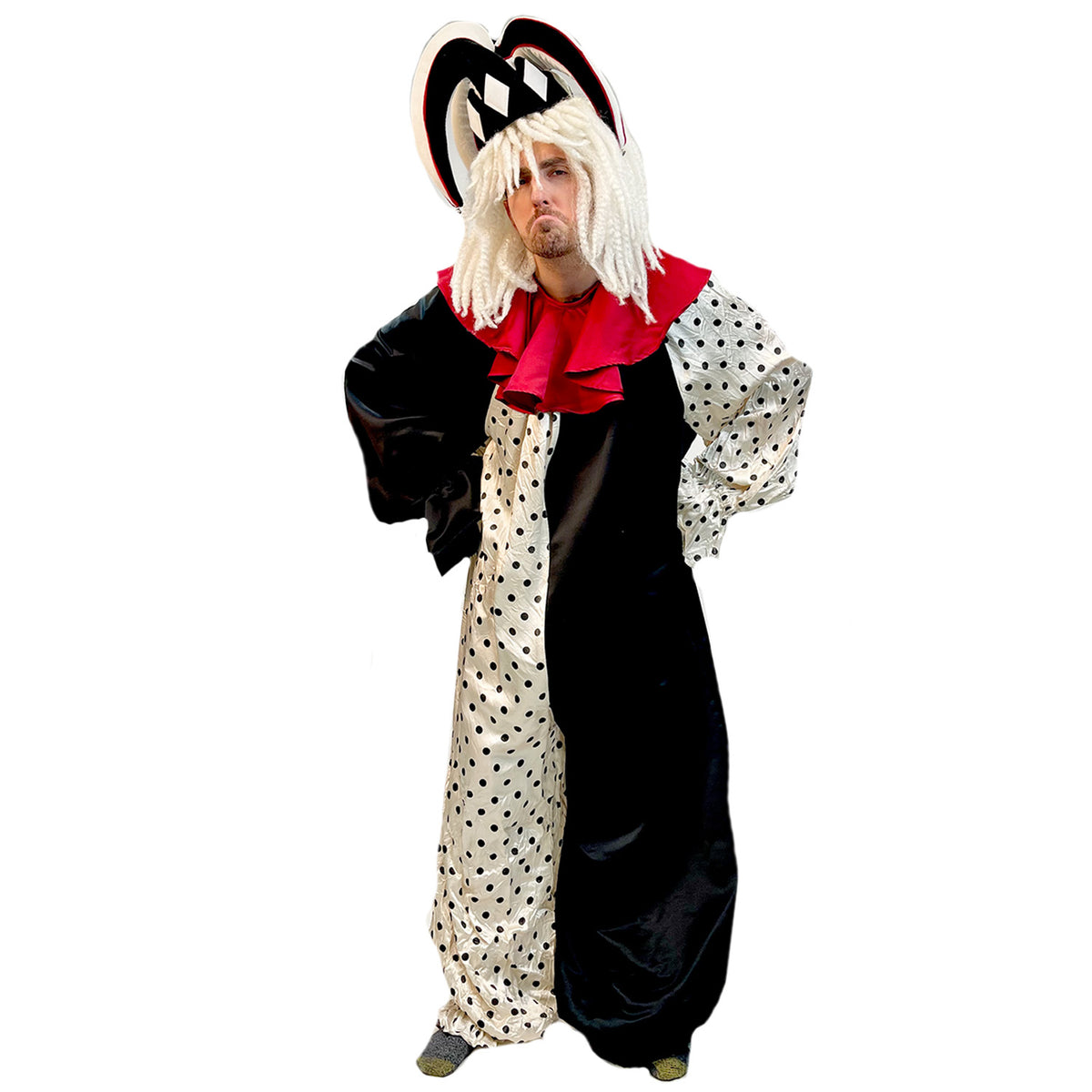 Red, White and Black Clown Jester Adult Costume