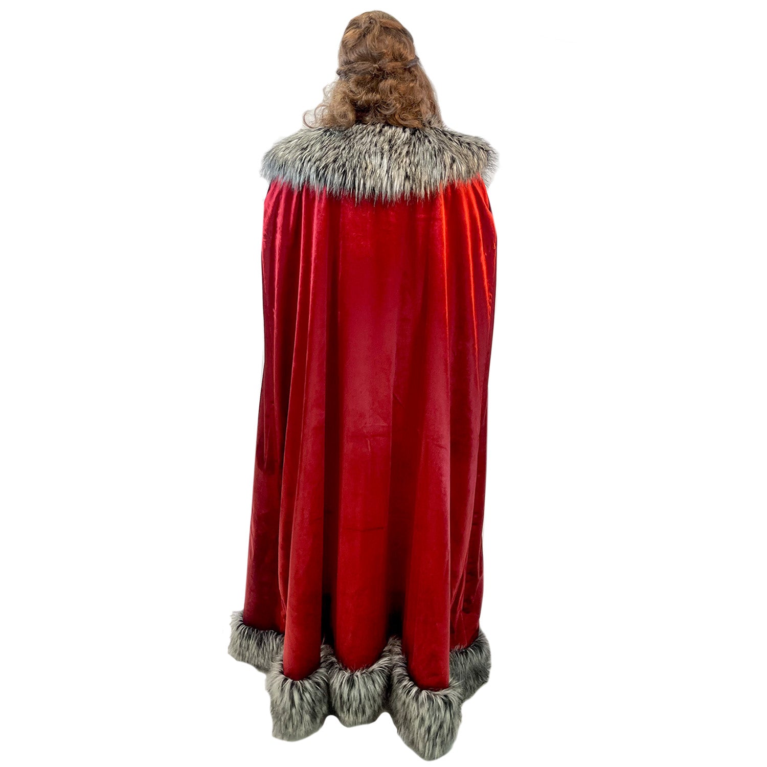 Cloak of Darkness: Red Velvet Cape with Fur Trim