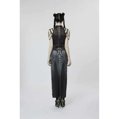 Cyber Black/Grey Maxi Dress with Side Split Hem