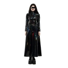 Cyberpunk Holographic Black Trench Coat