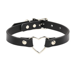 3/4" Wide  Bondage Choker with Heart Ring
