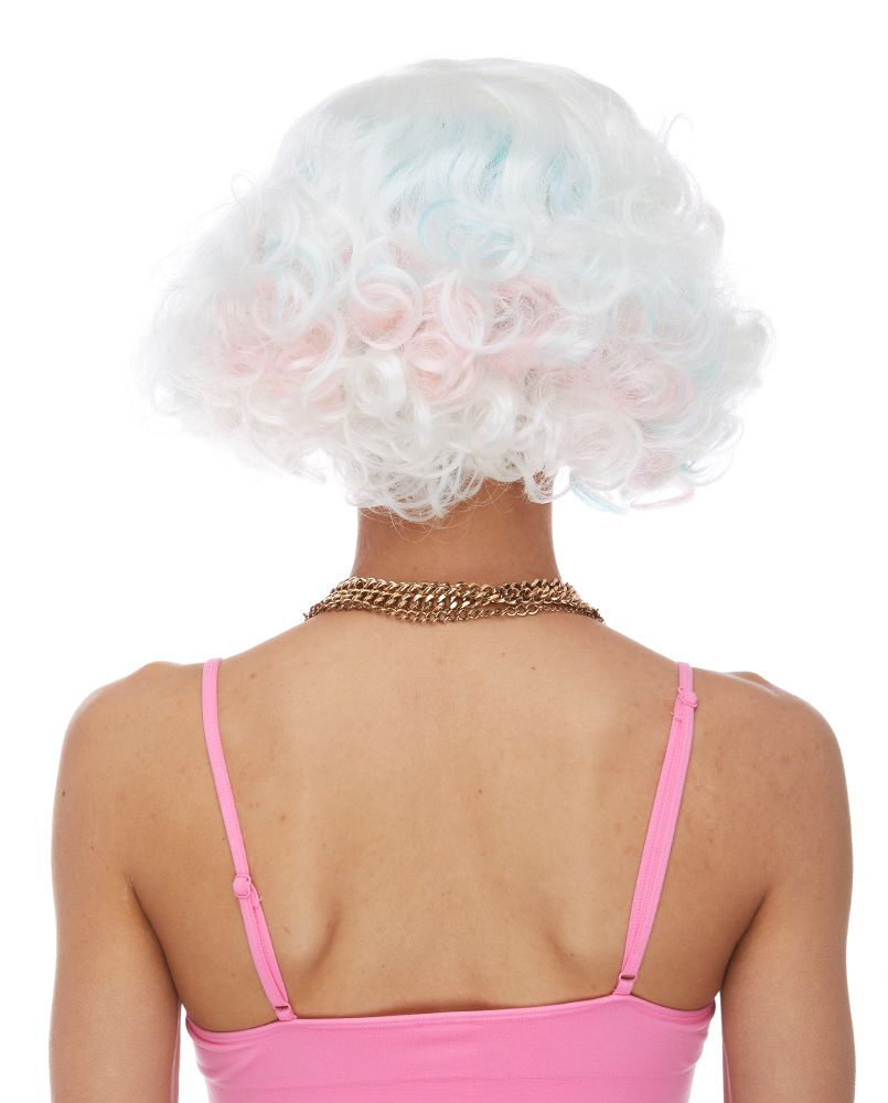 Deluxe White Euphoria Wig w/ Pink & Blue Highlights