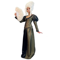 Dark Colonial Ballroom Black & Gold Dress Adult Costume