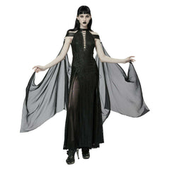 Dark Fantasy Mesh Halter Dress & Cape