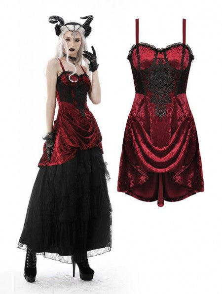 Wine Red Gothic Dark Noble Queen Party Dress