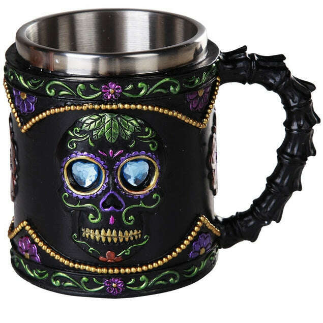 Day of The Dead Resin Skull Mug