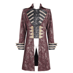 Dazzling Gold Embossed Washed Red Pirate Coat