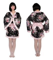Black and Pink Floral Women's Adult Kimono